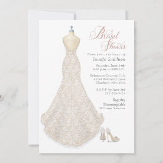 Convite Wedding Dress with Shoes Bridal Shower Invitation