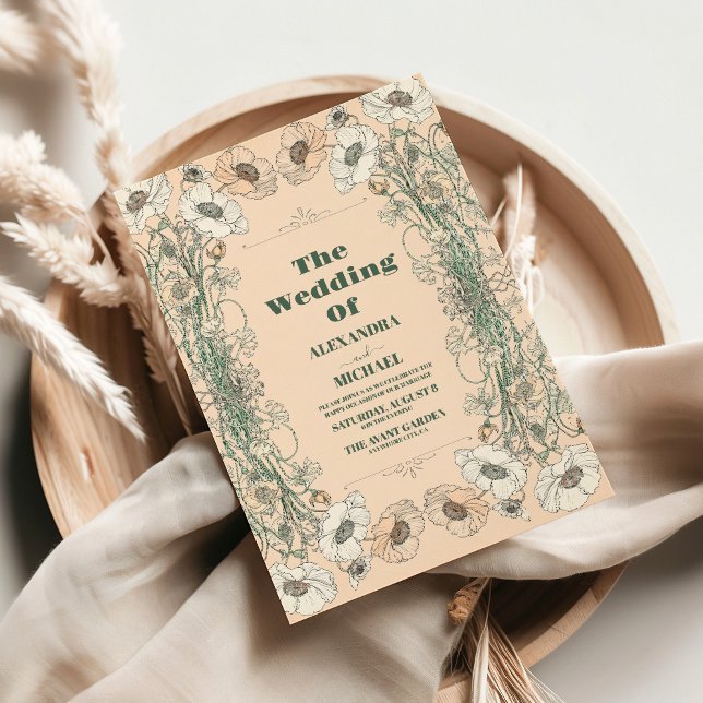 Convite Wedding Floral Art Nouveau (Criador carregado)