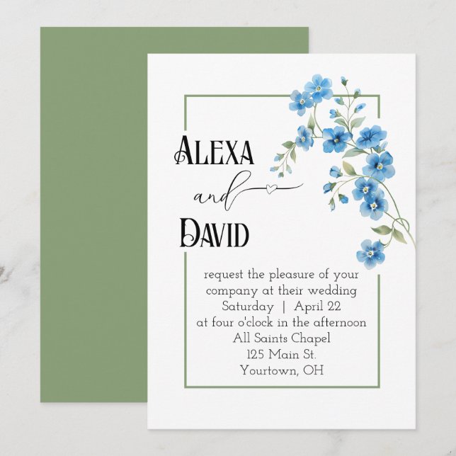 Convite Wedding Floral Frame On White (Frente/Verso)