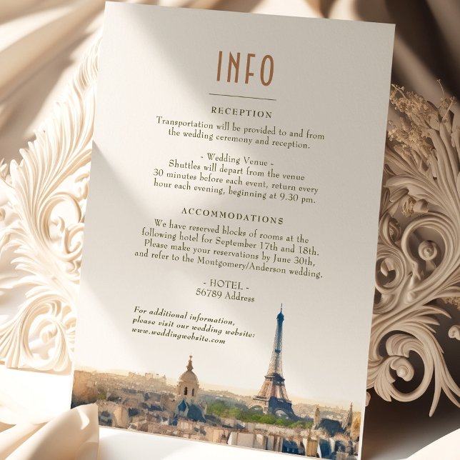 Convite Wedding Insert INFO and Details Paris France Invit (Criador carregado)
