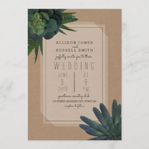 Convite Wedding inspirado Cardstock do Succulent