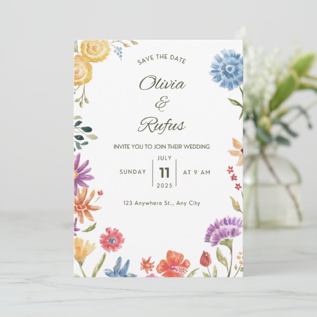 Convite  Wedding Invitation (Em pé/Frente)