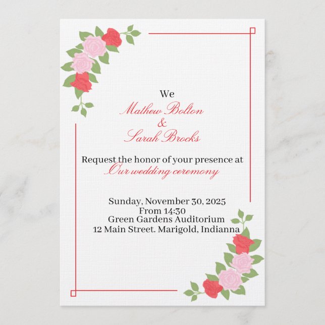 Convite Wedding Invitation (Frente)