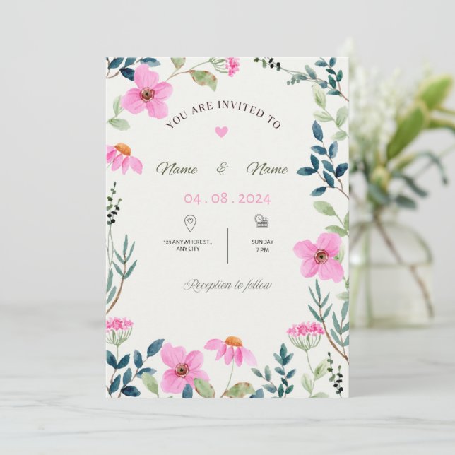 Convite  Wedding Invitation (Em pé/Frente)