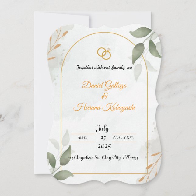 Convite wedding invitation (Frente)