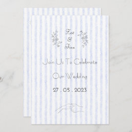 Convite Wedding Invitation (12,7 x 17,8 cm) - Blue Stripes