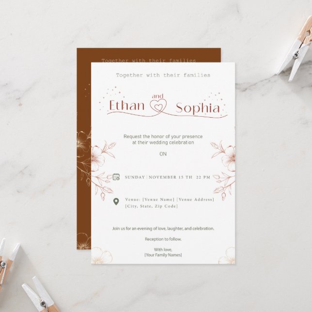 Convite wedding invitation card design online (Frente/Verso In Situ)