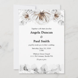 Convite Wedding Invitation Card Soft Rose, Leaf Leaves