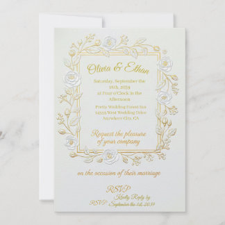 Convite Wedding Invitation - Classic Gold & Olive Branch