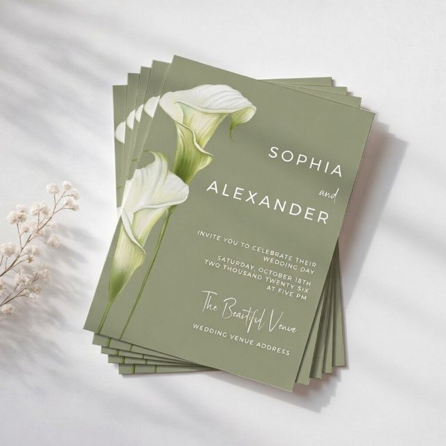 Convite Wedding Invitation "Delicate Calla Lilies" (Criador carregado)