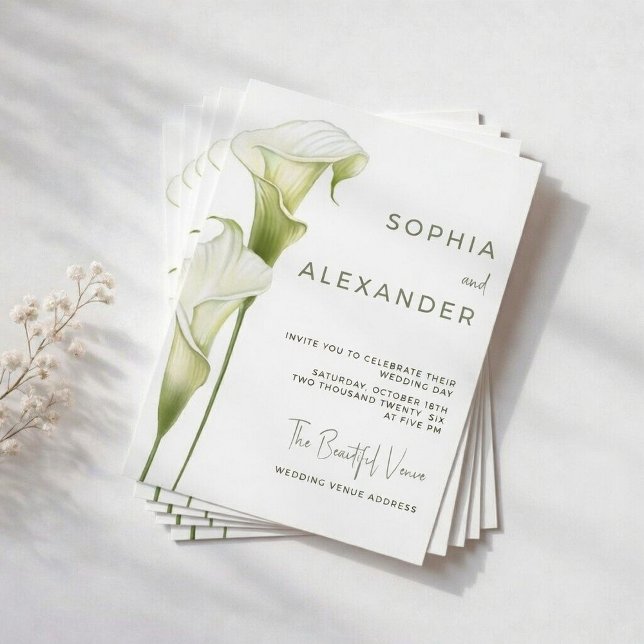 Convite Wedding Invitation "Delicate Calla Lilies" (Criador carregado)