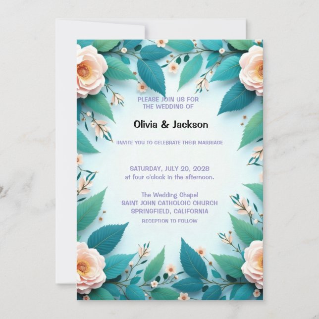Convite Wedding Invitation Floral (Frente)