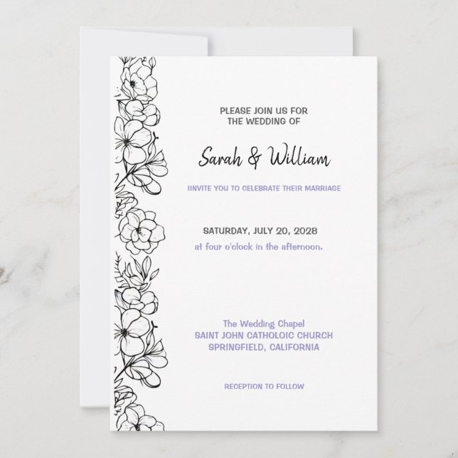 Convite Wedding Invitation Floral (Frente)