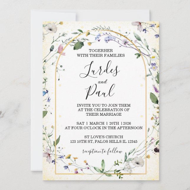 Convite  Wedding invitation Floral Arch (Frente)