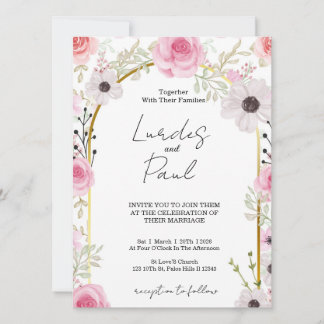 Convite  Wedding invitation Floral Pink