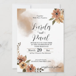 Convite  Wedding invitation Floral tons of brown