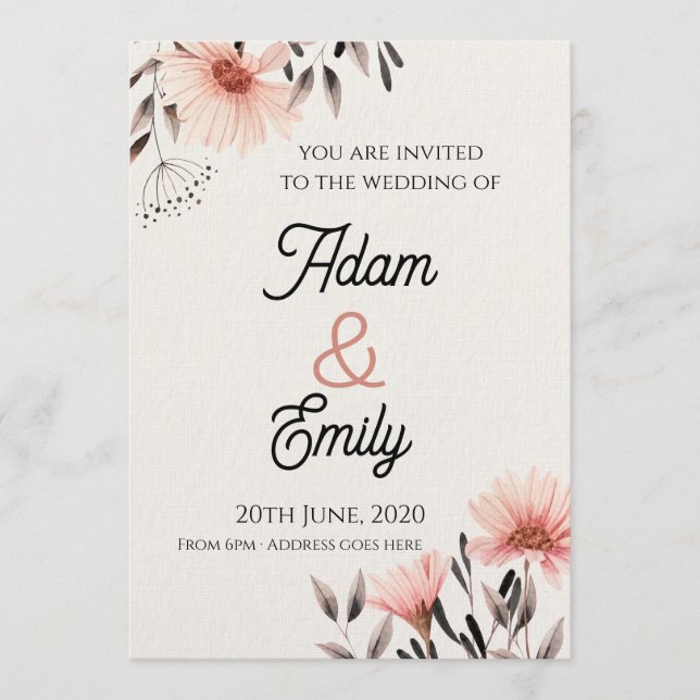 Convite Wedding Invitation Flower (Frente)