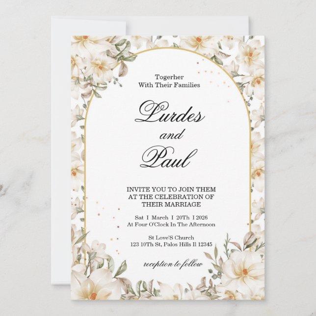 Convite  Wedding invitation Flower Vintage White (Frente)