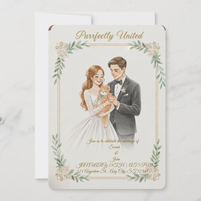 Convite wedding invitation for cat lovers (Frente)