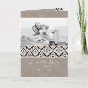 Convite Wedding Invitation Greeting Card Beige Damask