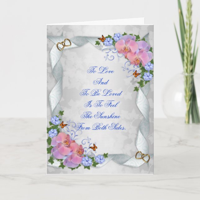 Convite Wedding invitation pink orchids elegant (Frente)