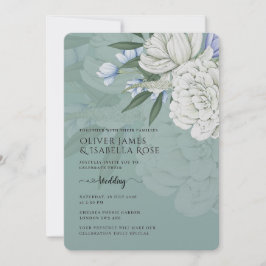 Convite Wedding Invitation | Sage Green & White Peonies