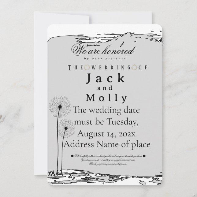 Convite Wedding invitation Simplicity that speaks of luxry (Frente)