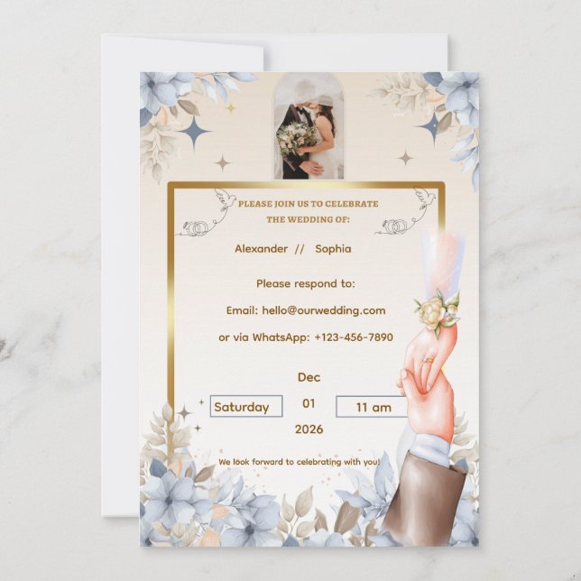 Convite Wedding Invitation | Template for Names &date (Verso)