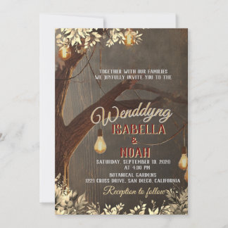 Convite Wedding invitation template with vintage rustic oa