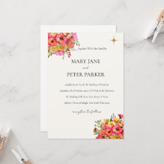 Convite Wedding Invitation Watercolour floral rustic