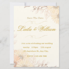 Convite  Wedding Invitation with Pastel Floral Design