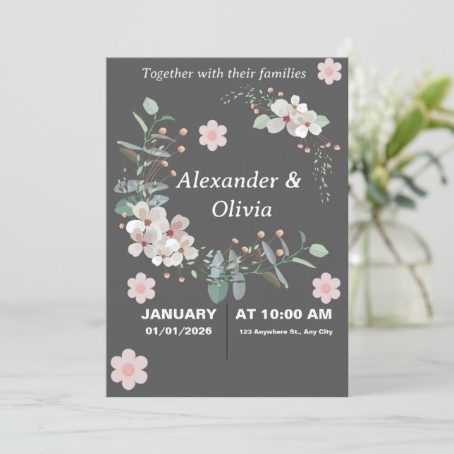 Convite  Wedding Invite (Em pé/Frente)