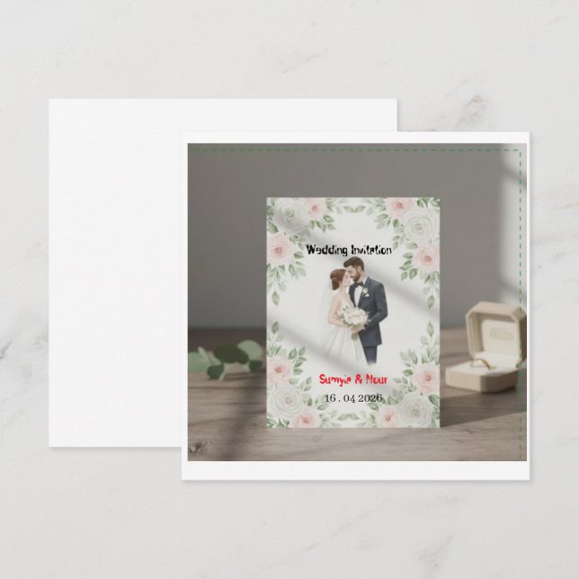 Convite Wedding Invite, Minimalist Design, Bride and Groom (Frente/Verso)