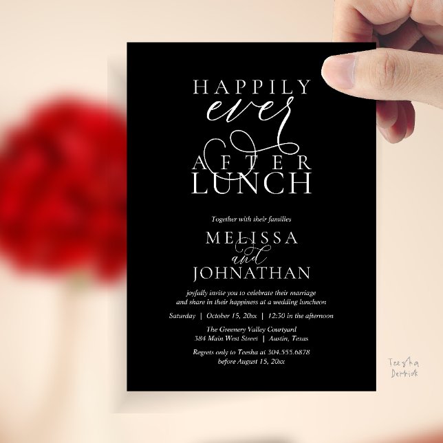 Convite Wedding Lunch Invites, Elegant Happily Ever After (Wedding Lunch Invites, Elegant Happily Ever After Invitation Card in Black and White)