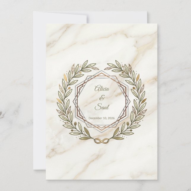 Convite Wedding Marble and Laurel / Boda Mármol y Laurel (Frente)