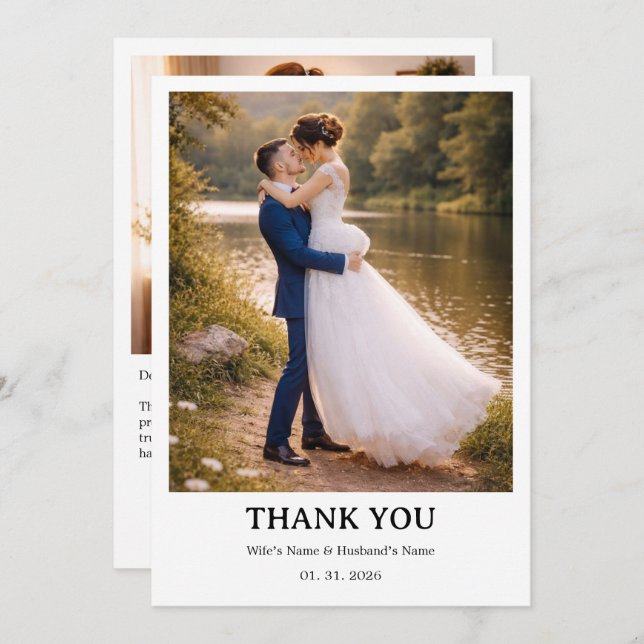 Convite Wedding Personalized Card | Simple Elegant Couple  (Frente/Verso)