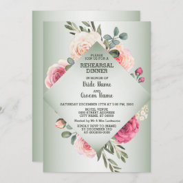 Convite Wedding Pink Floral Rustic Green Rehearsal Dinner