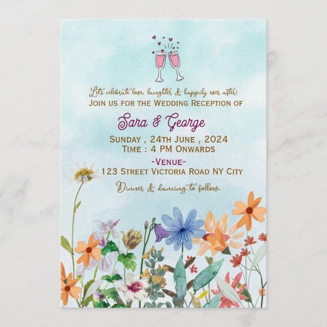 Convite Wedding Reception  Invitations  (Frente)