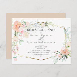 Convite WEDDING REHEARSAL Coral Watercolor Primavera Blo
