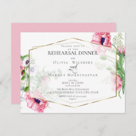 Convite WEDDING REHEARSAL | Pópias de Aquarela Rosa Floral