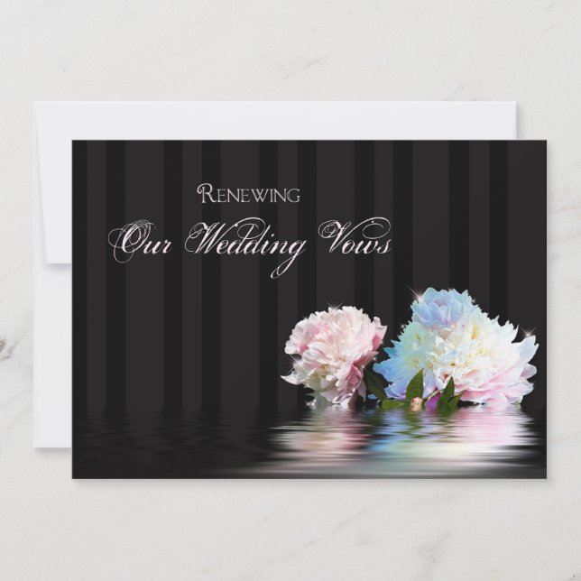 Convite Wedding Renewal Invitation -  Elegant Peonies (Frente)