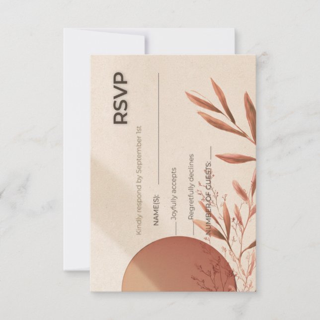 Convite Wedding RSVP Card Terracotta Arch Olive Branch (Frente)