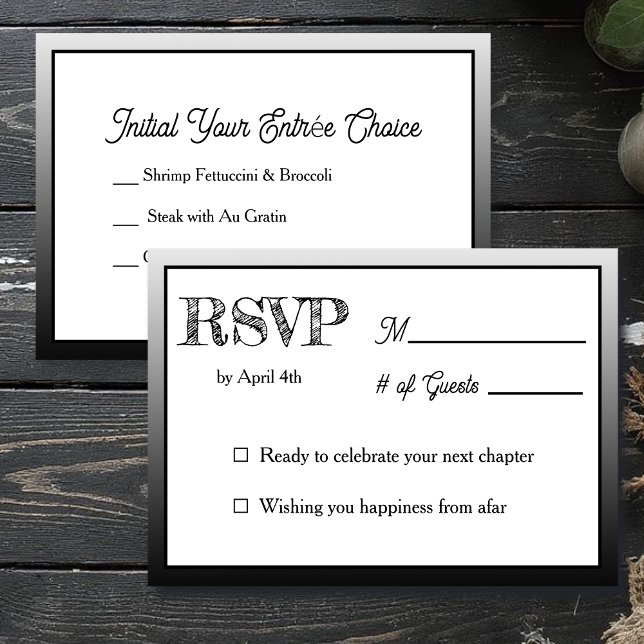 Convite  Wedding RSVP & Entrée Choices (Criador carregado)