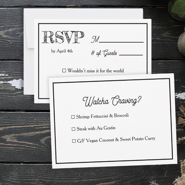 Convite  Wedding RSVP & Meal Choices (Criador carregado)