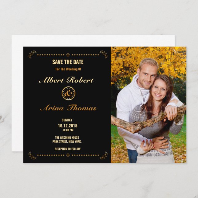 Convite Wedding Save The Date Card Template (Frente/Verso)