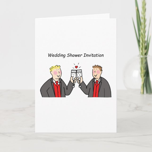 Convite Wedding Shower Invitation for Two Grooms. (Frente)