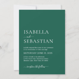 Convite Wedding Simple Dark Green