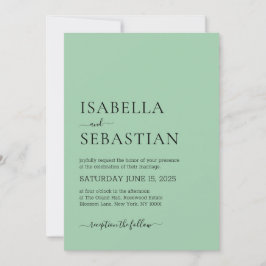 Convite Wedding Simple Dark Sea Green