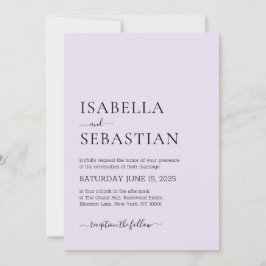 Convite Wedding Simple Modern Lavender