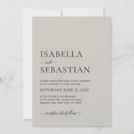 Convite Wedding Simple Modern Light Gray